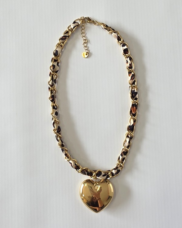 COLLAR CADENA CON TELA ESTAMPADA