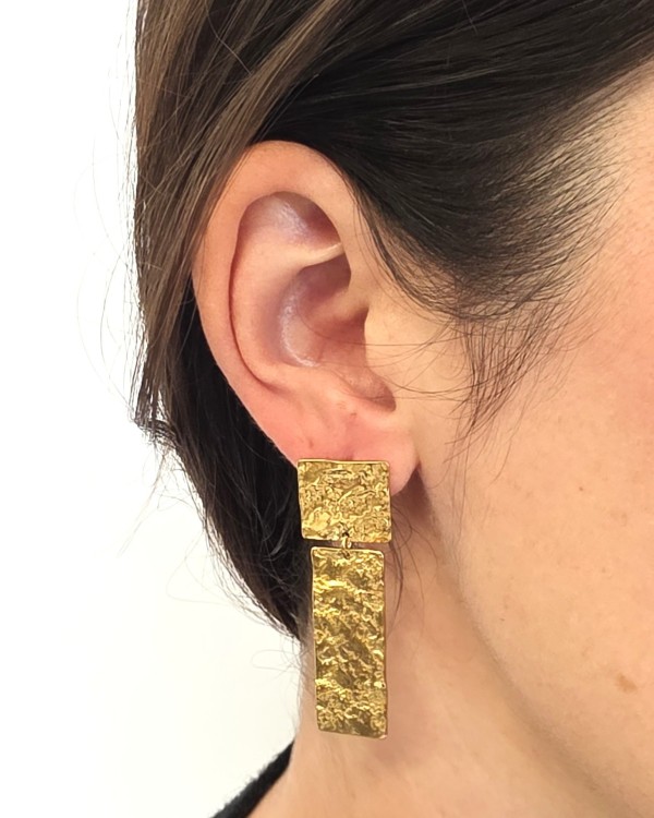 PENDIENTES DOBLES TEXTURA - ACERO INOXIDABLE