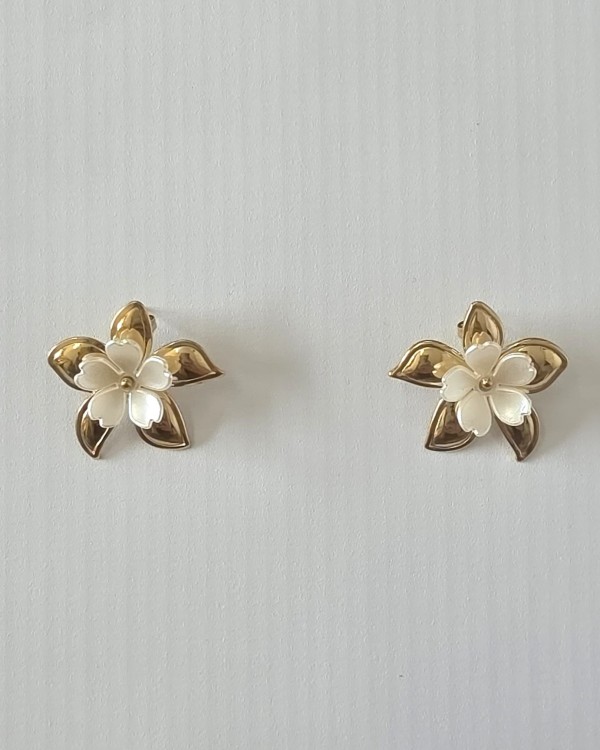 PENDIENTES FLOR DOBLE PEQUEÑA - ACERO INOXIDABLE