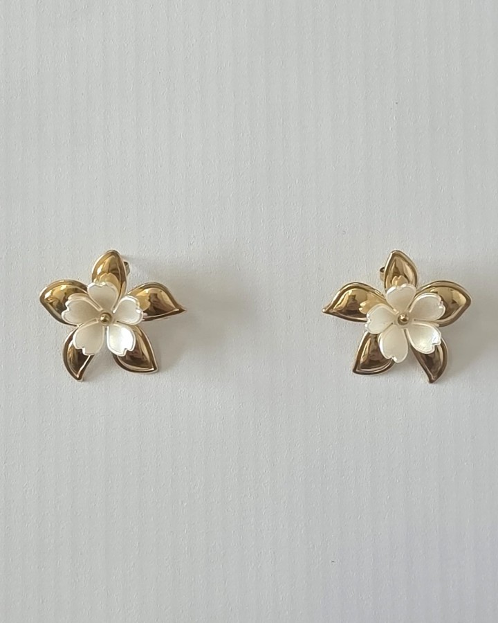 PENDIENTES FLOR DOBLE PEQUEÑA - ACERO INOXIDABLE
