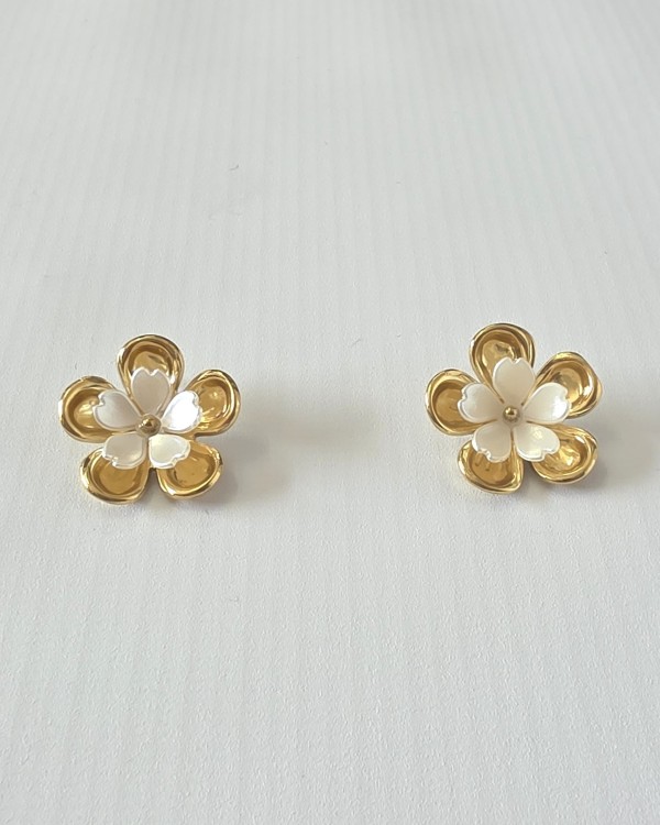 PENDIENTES FLOR DOBLE PEQUEÑA - ACERO INOXIDABLE