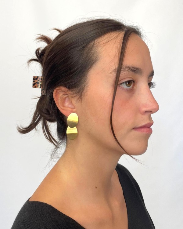 PENDIENTES OVALOS METALIZADOS - ACERO INOXIDABLE