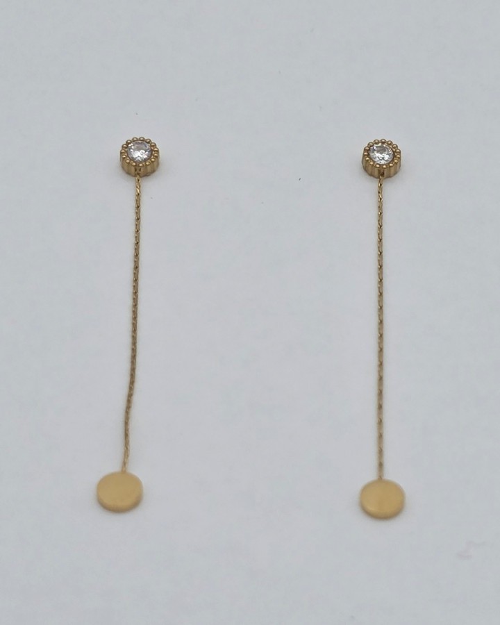 PENDIENTES LARGOS CON BRILLANTE - ACERO INOXIDABLE