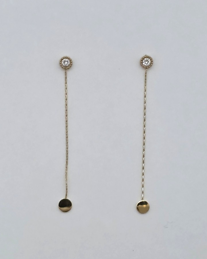 PENDIENTES LARGOS CON BRILLANTE - ACERO INOXIDABLE