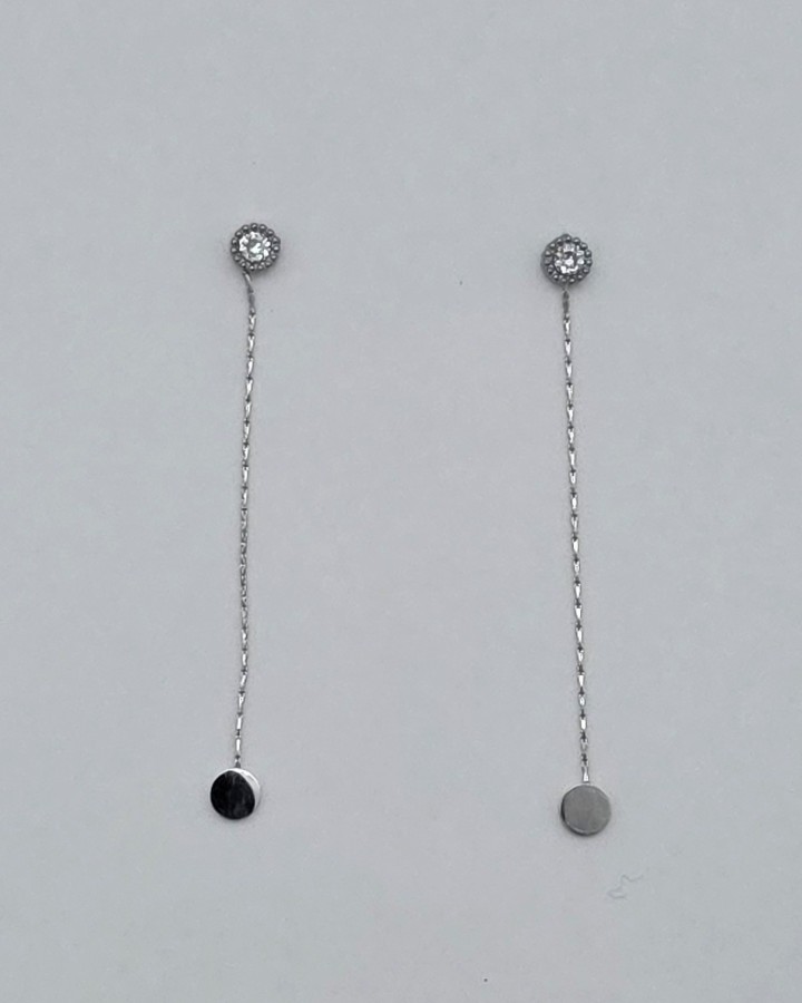 PENDIENTES LARGOS CON BRILLANTE - ACERO INOXIDABLE