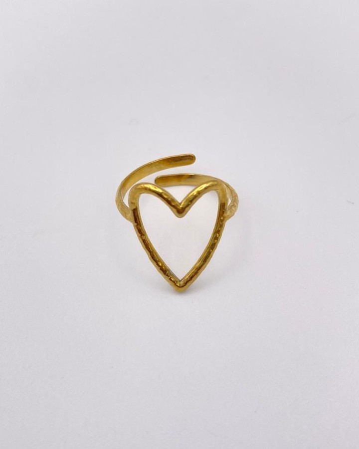 ANILLO AJUSTABLE CORAZÓN LISO - ACERO INOXIDABLE