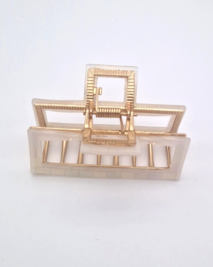 PINZA DE PELO NACARADA RECTANGULAR
