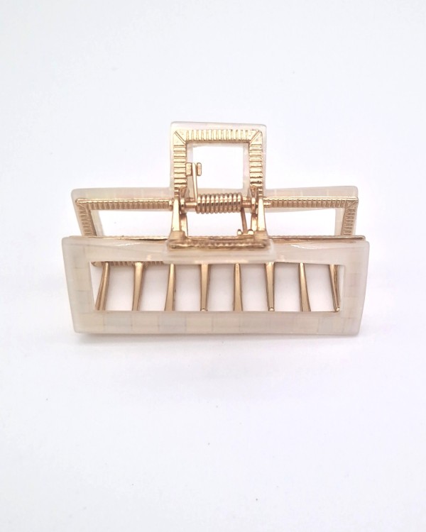 PINZA DE PELO NACARADA RECTANGULAR