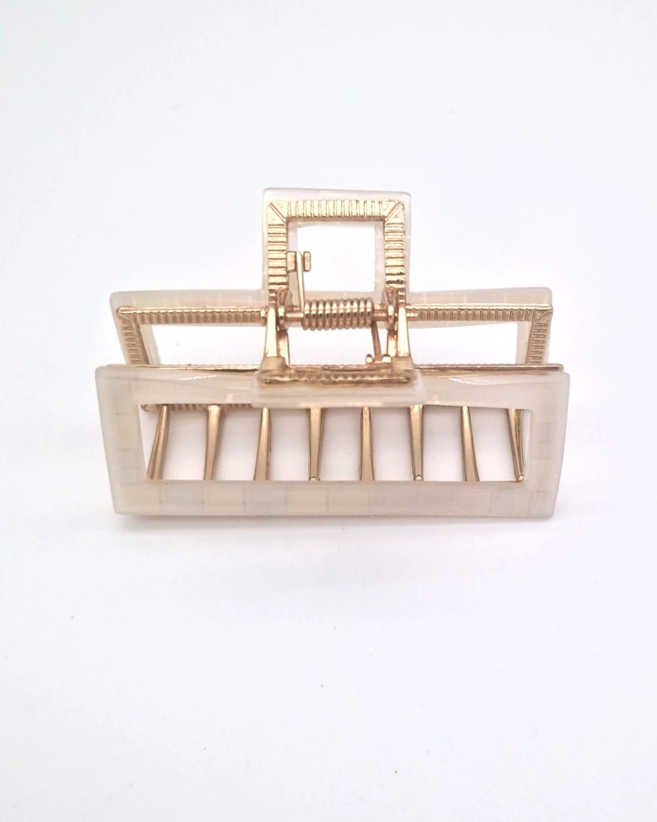 PINZA DE PELO NACARADA RECTANGULAR