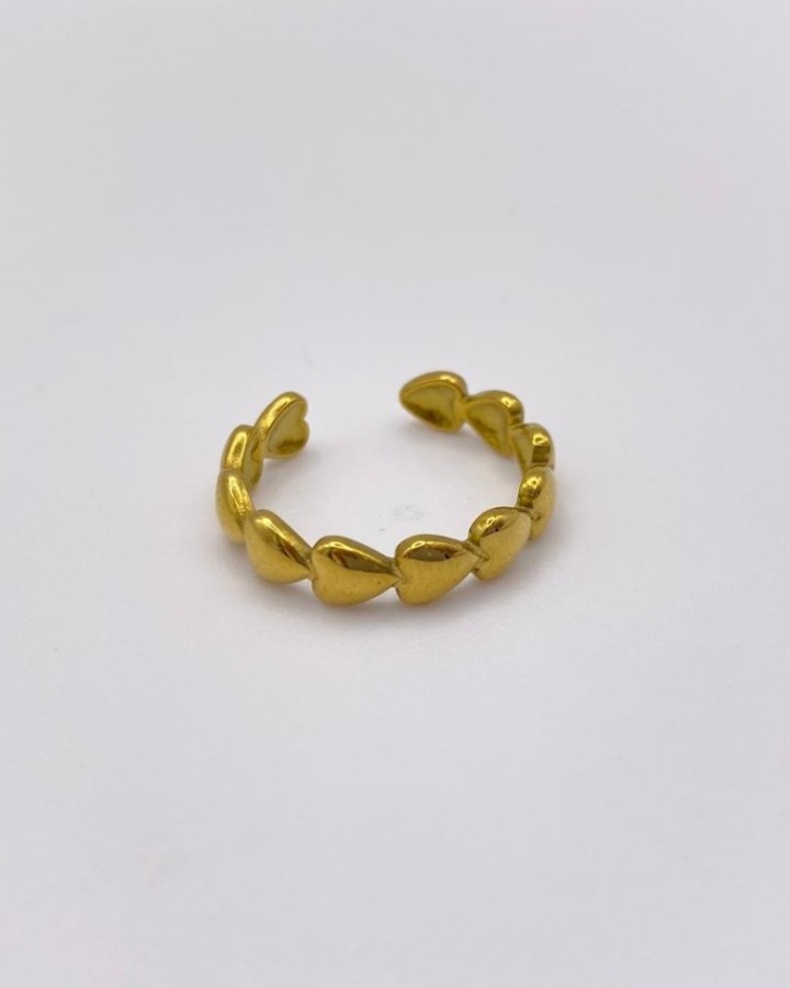 ANILLO AJUSTABLE CORAZONES - ACERO INOXIDABLE