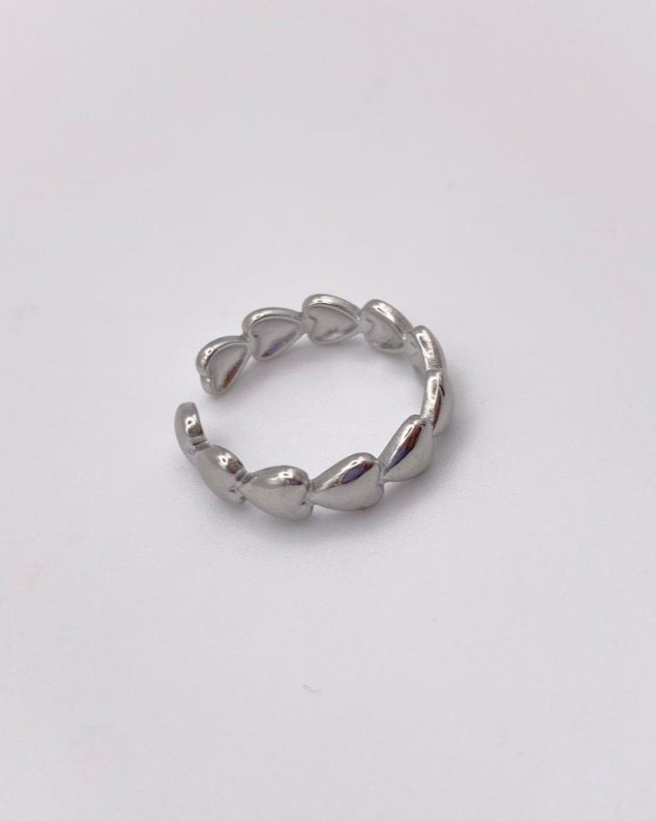 ANILLO AJUSTABLE CORAZONES - ACERO INOXIDABLE