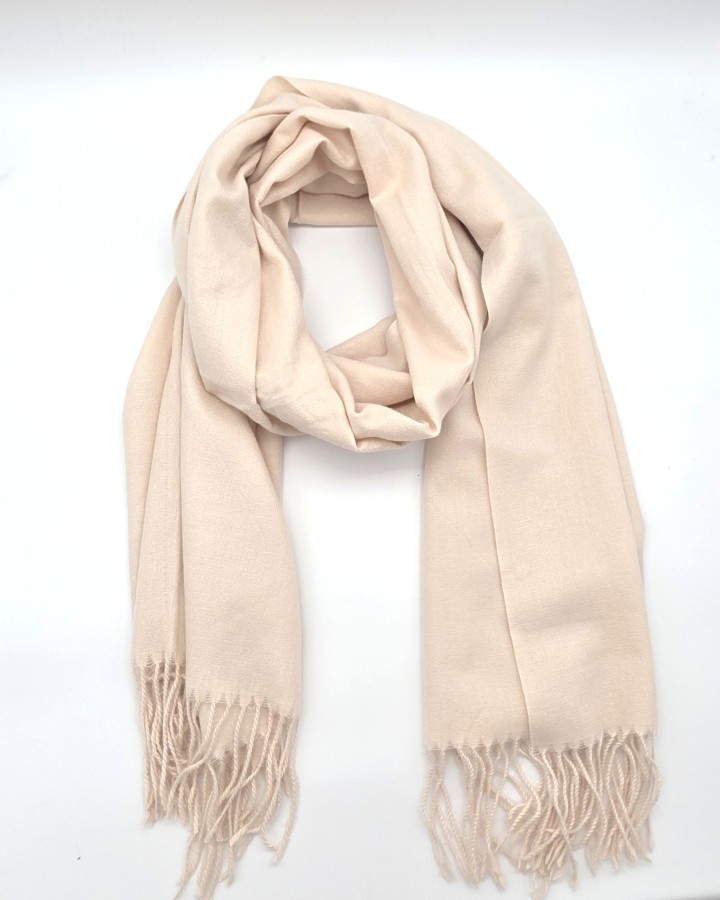 BUFANDA LISA DE MEZCLA DE LANA CON FLECOS