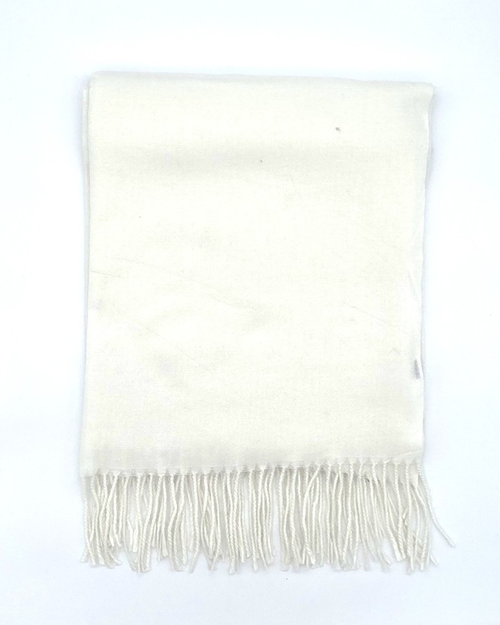 BUFANDA LISA DE MEZCLA DE LANA CON FLECOS