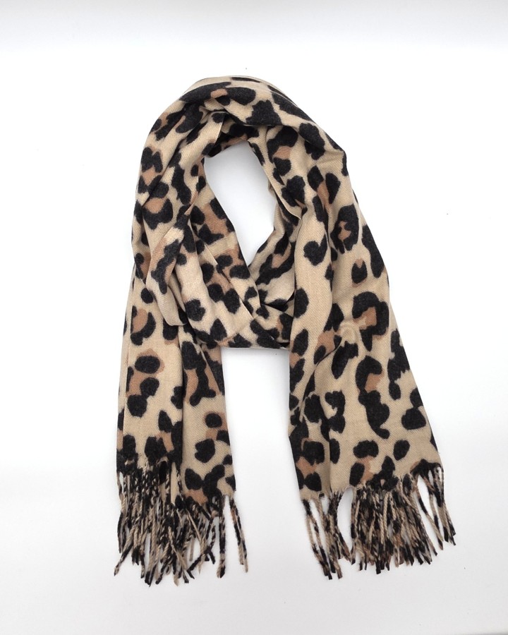 BUFANDA ANIMAL PRINT CON FLECOS