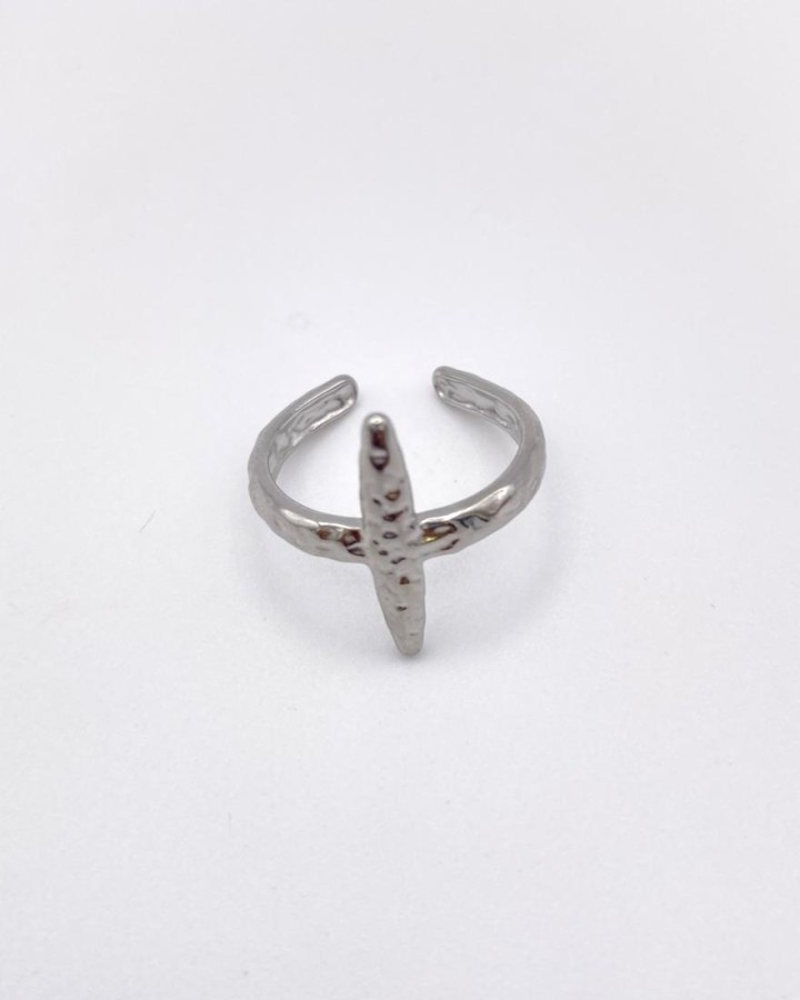 ANILLO AJUSTABLE CRUZ - ACERO INOXIDABLE