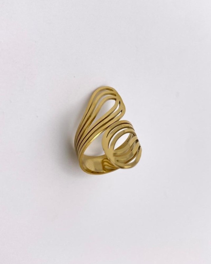 ANILLO AJUSTABLE DOBLE GRIEGA - ACERO INOXIDABLE