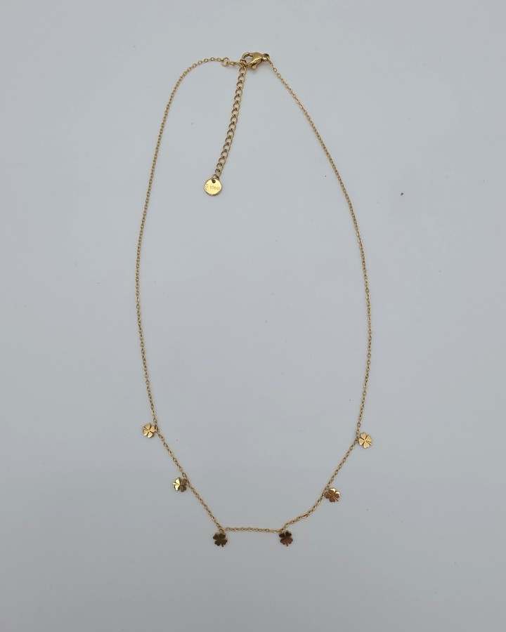 COLLAR CADENA FINA TRÉBOLES - ACERO INOXIDABLE