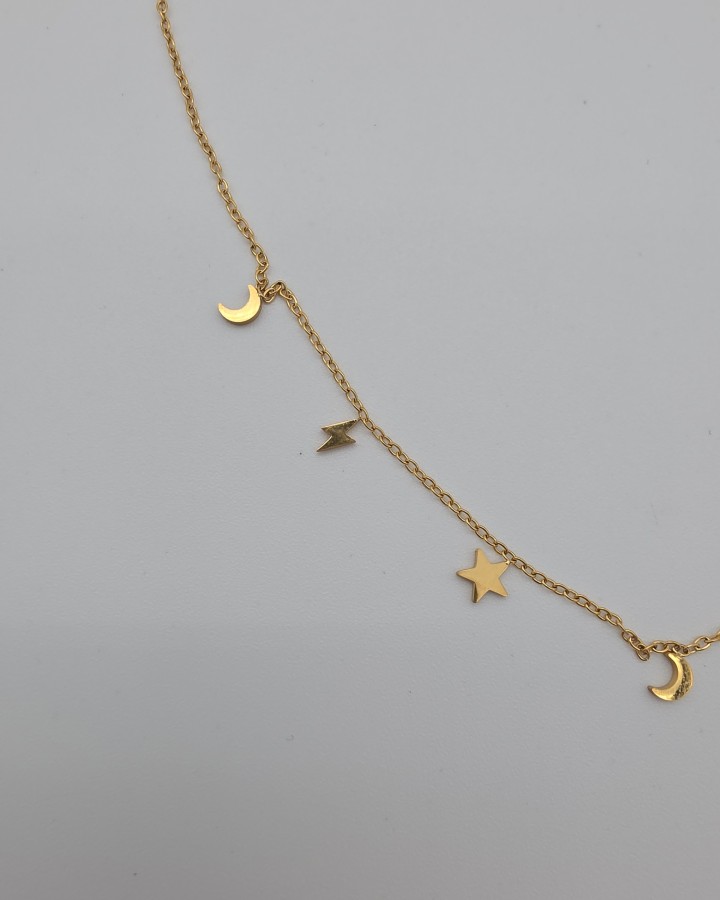 COLLAR CADENA FINA SISTEMA SOLAR - ACERO INOXIDABLE