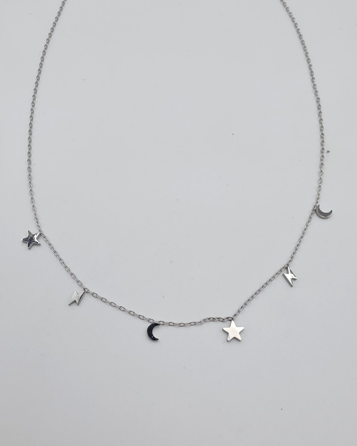 COLLAR CADENA FINA SISTEMA SOLAR - ACERO INOXIDABLE