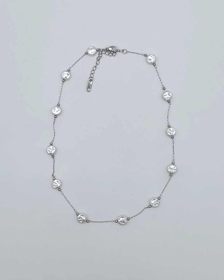 COLLAR CADENA FINA CON PERLAS - ACERO INOXIDABLE