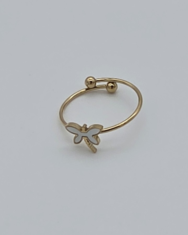 ANILLO AJUSTABLE LIBELULA NACARADA - ACERO INOXIDABLE