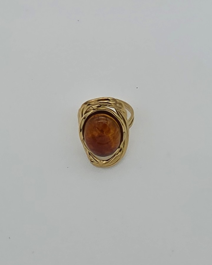 ANILLO AJUSTABLE ALARGADO MARRÓN - ACERO INOXIDABLE