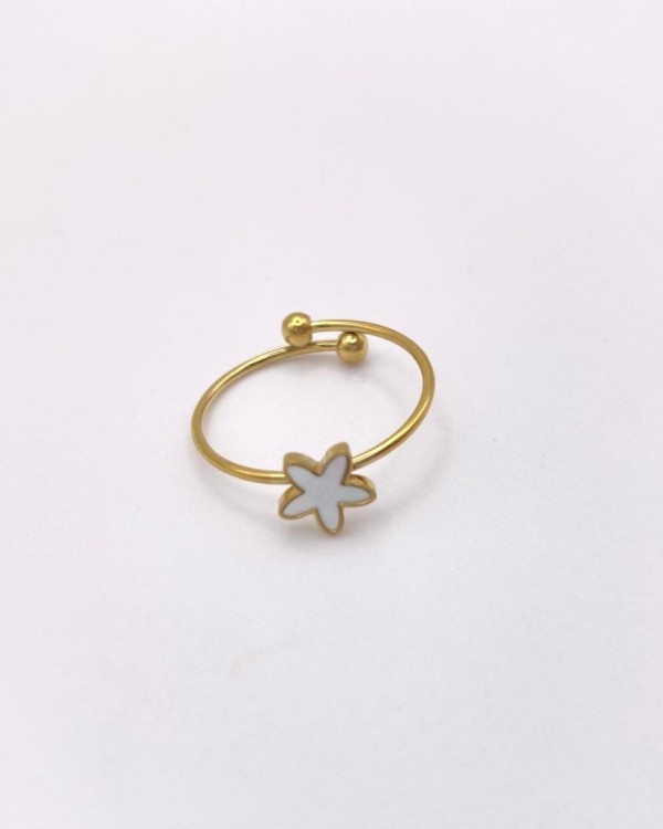 ANILLO AJUSTABLE ESTRELLA NACARADA - ACERO INOXIDABLE