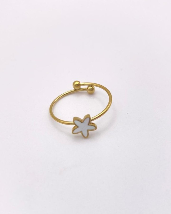 ANILLO AJUSTABLE ESTRELLA NACARADA - ACERO INOXIDABLE