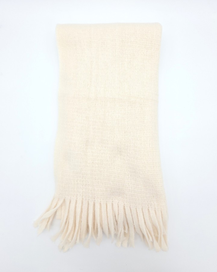 BUFANDA LISA DE MEZCLA DE LANA CON FLECOS