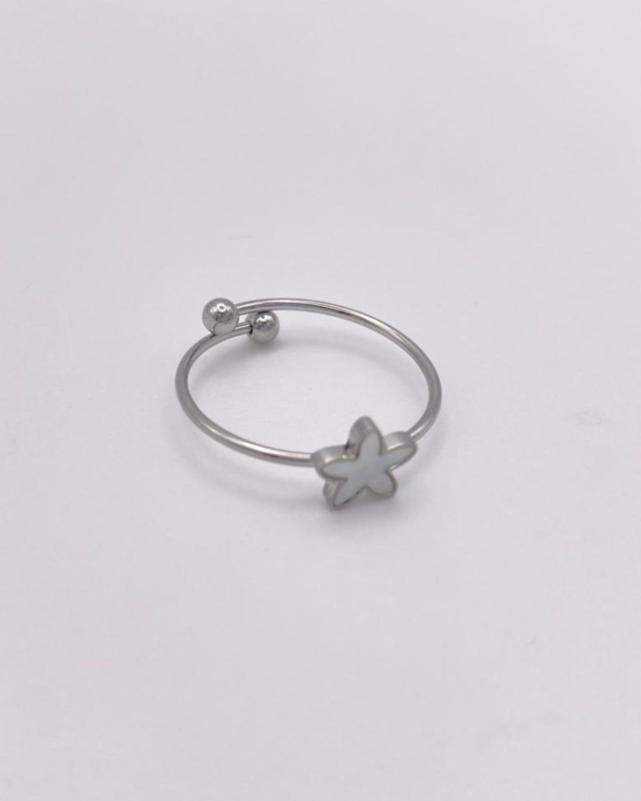 ANILLO AJUSTABLE ESTRELLA NACARADA - ACERO INOXIDABLE