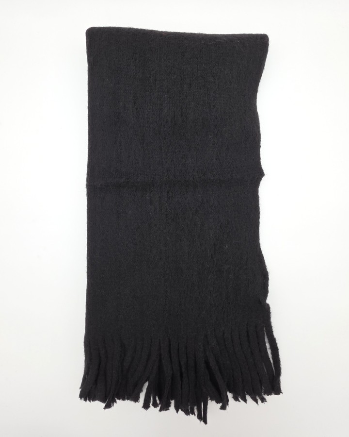BUFANDA LISA DE MEZCLA DE LANA CON FLECOS