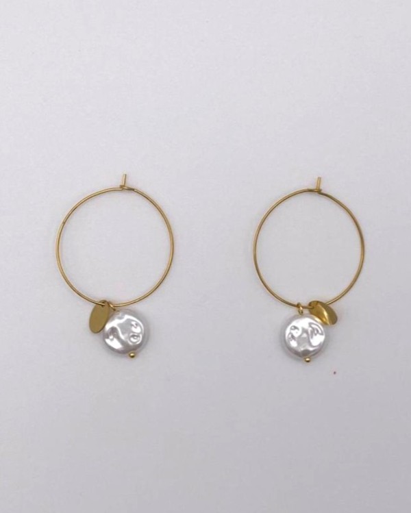 AROS FINOS MEDIANOS CON PERLA - ACERO INOXIDABLE