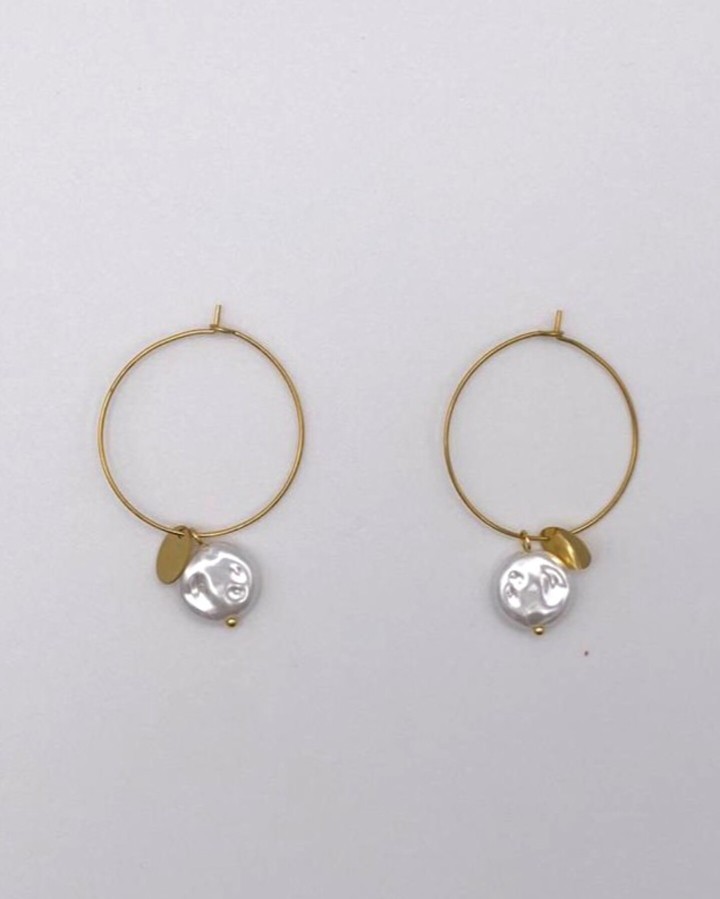 AROS FINOS MEDIANOS CON PERLA - ACERO INOXIDABLE