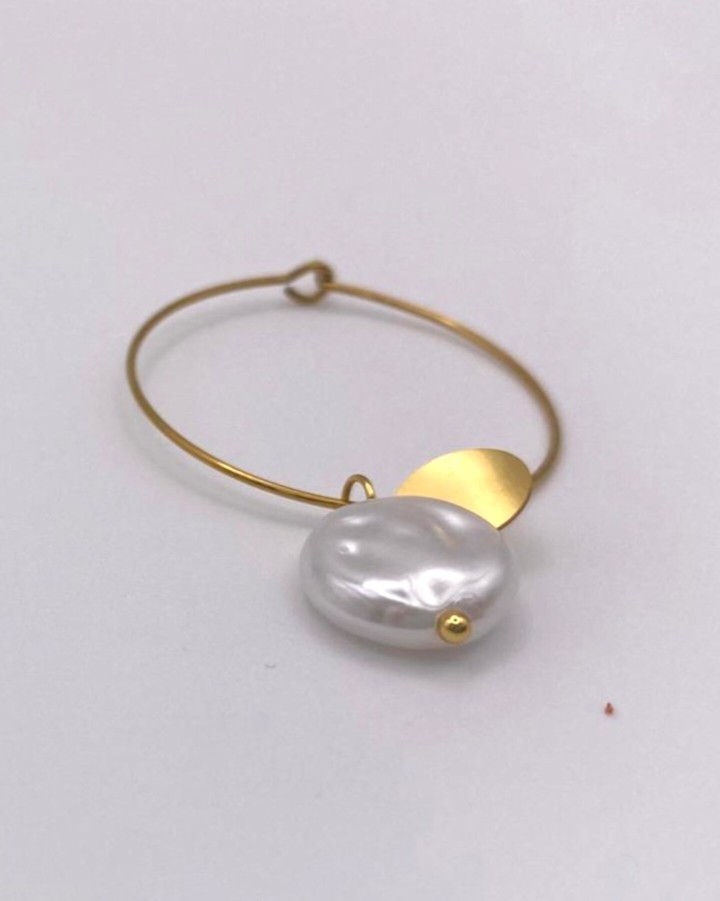 AROS FINOS MEDIANOS CON PERLA - ACERO INOXIDABLE