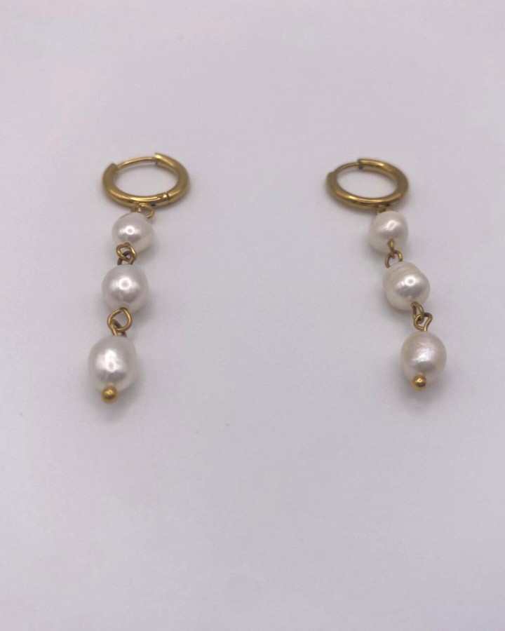 AROS PEQUEÑOS TRIPLE PERLA - ACERO INOXIDABLE