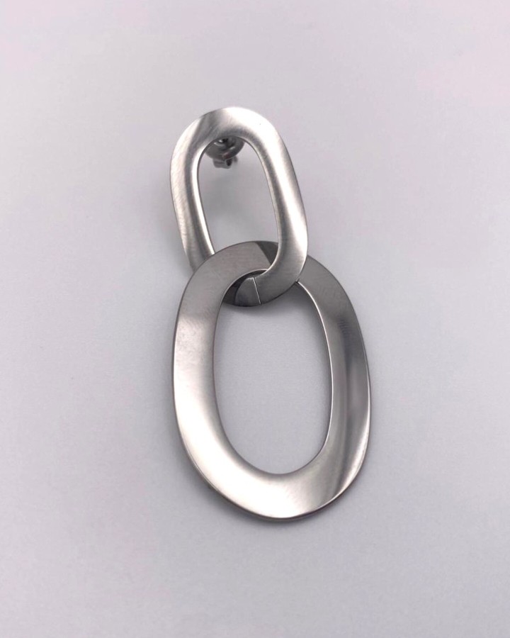 PENDIENTES LARGOS OVALOS LISOS - ACERO INOXIDABLE