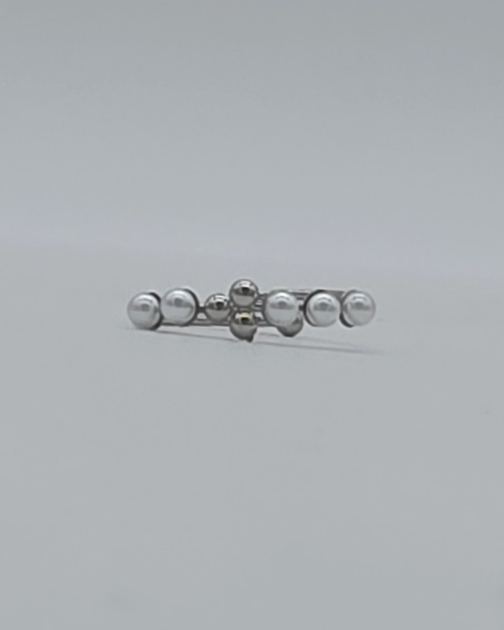 ANILLO AJUSTABLE PERLAS - ACERO INOXIDABLE