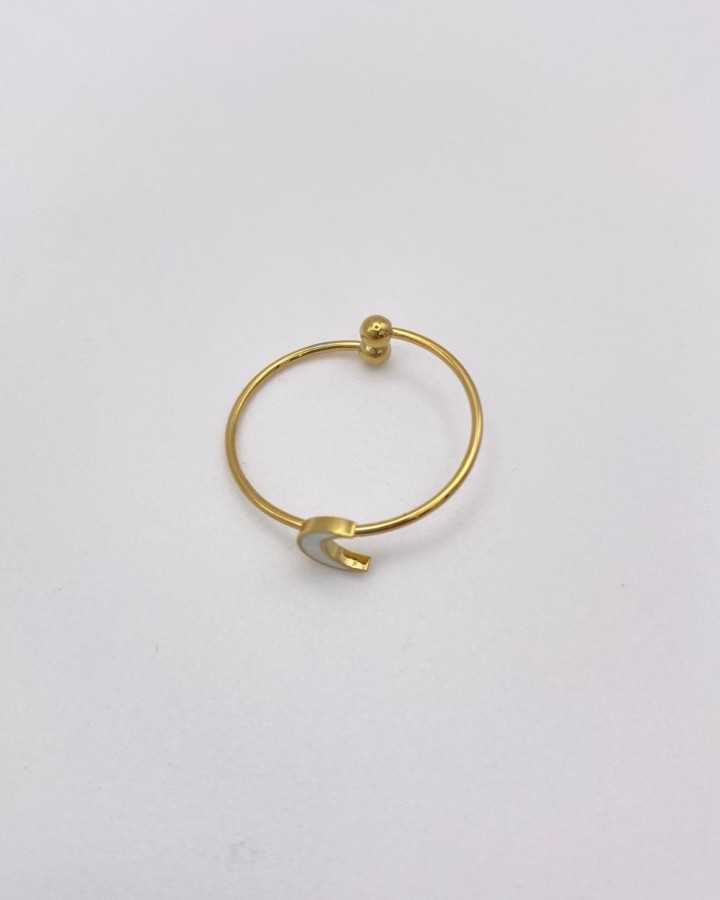 ANILLO AJUSTABLE LUNA NACARADA - ACERO INOXIDABLE