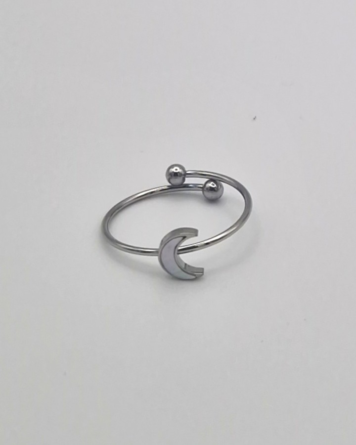 ANILLO AJUSTABLE LUNA NACARADA - ACERO INOXIDABLE