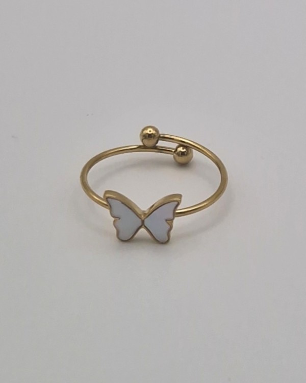 ANILLO AJUSTABLE MARIPOSA NACARADA - ACERO INOXIDABLE