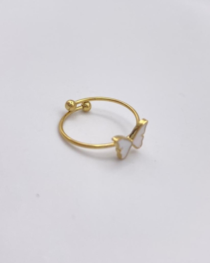 ANILLO AJUSTABLE MARIPOSA NACARADA - ACERO INOXIDABLE