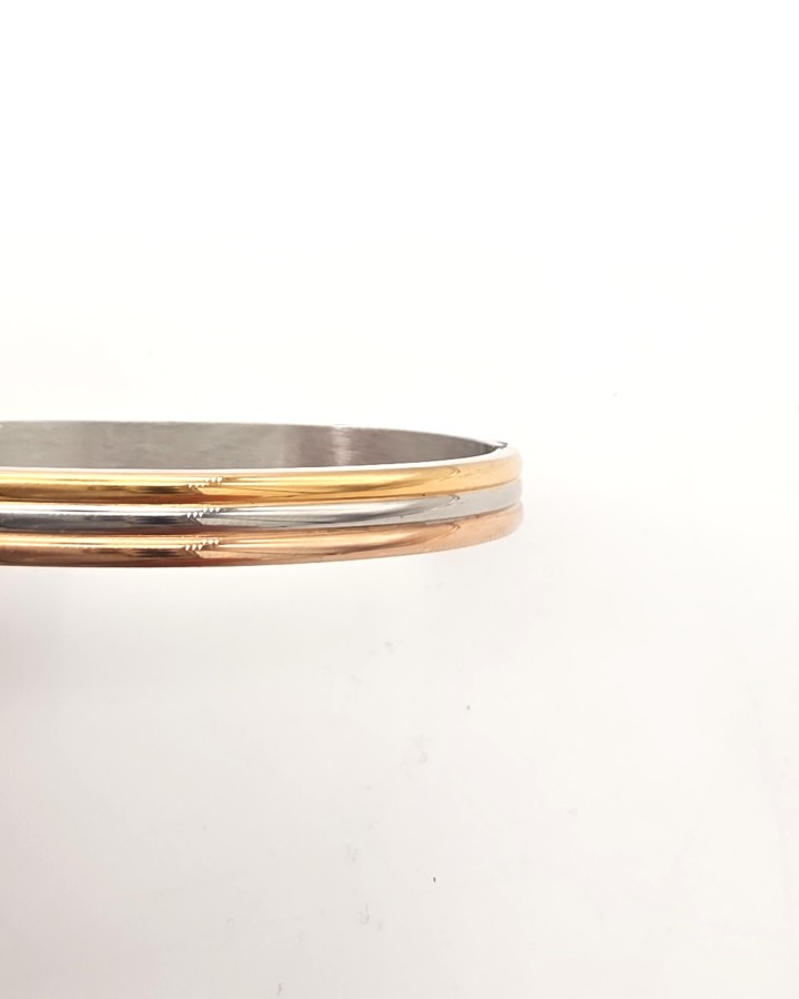 PULSERA RÍGIDA TRIPLE COLOR - ACERO INOXIDABLE