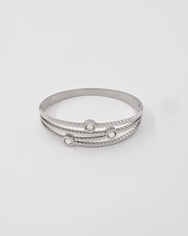 PULSERA RÍGIDA BRILLANTES - ACERO INOXIDABLE