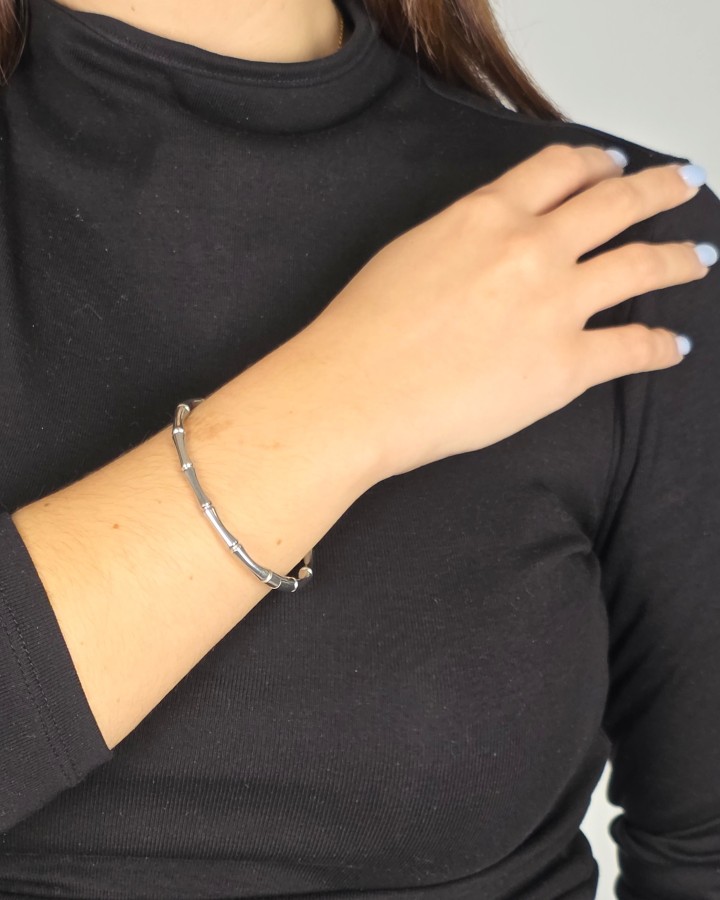 PULSERA RÍGIDA BAMBÚ - ACERO INOXIDABLE