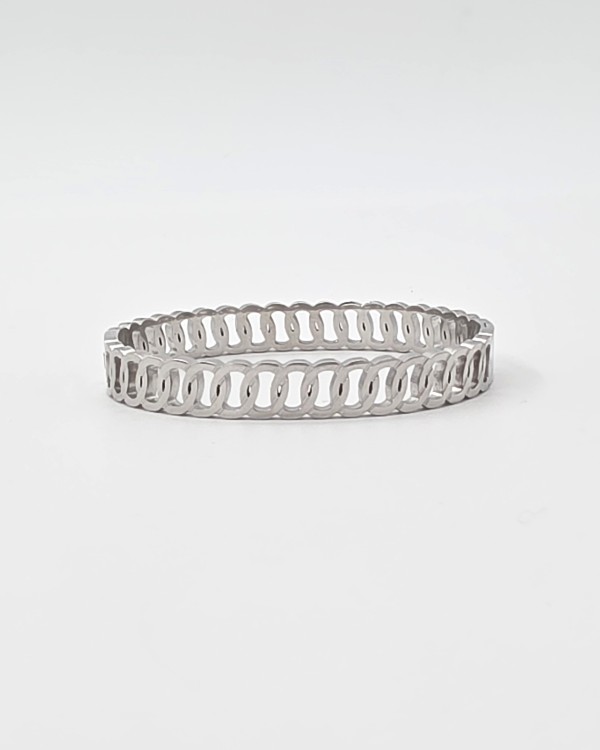 PULSERA RÍGIDA CÍRCULOS - ACERO INOXIDABLE