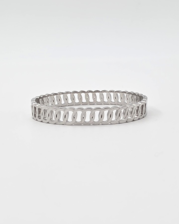 PULSERA RÍGIDA CÍRCULOS - ACERO INOXIDABLE