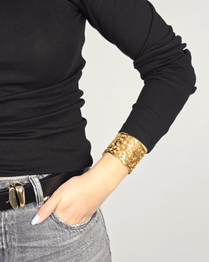 PULSERA RÍGIDA FLORAL - ACERO INOXIDABLE