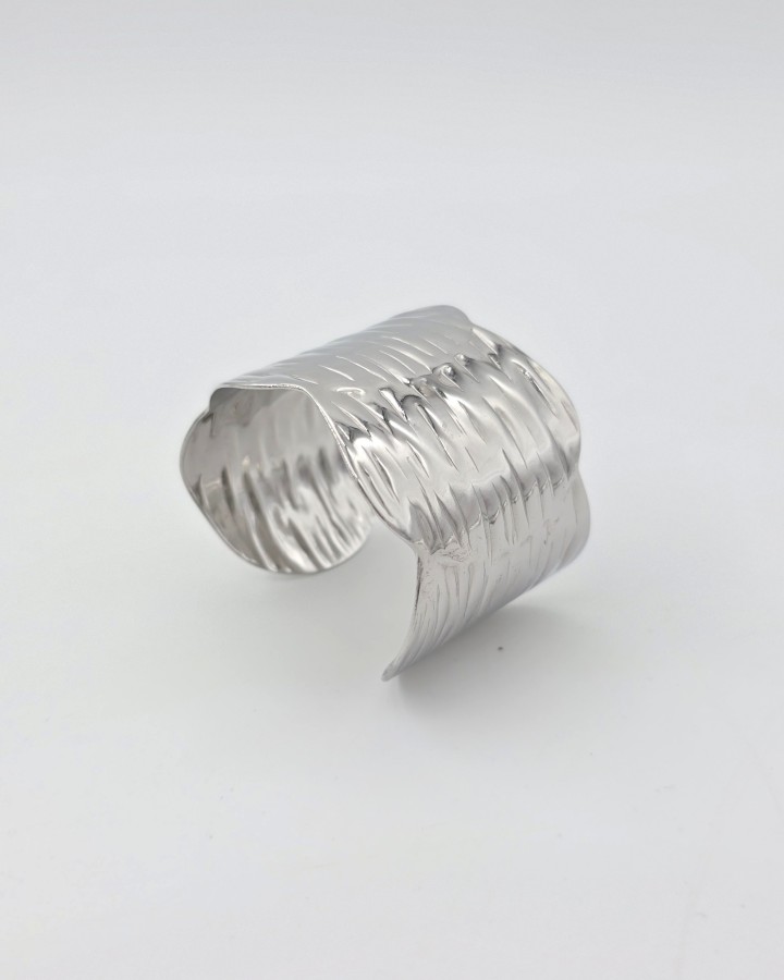 PULSERA RÍGIDA EFECTO ONDAS - ACERO INOXIDABLE