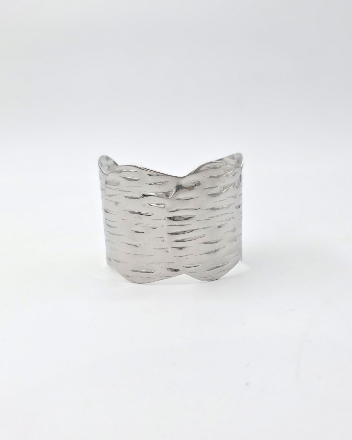 PULSERA RÍGIDA EFECTO ONDAS - ACERO INOXIDABLE