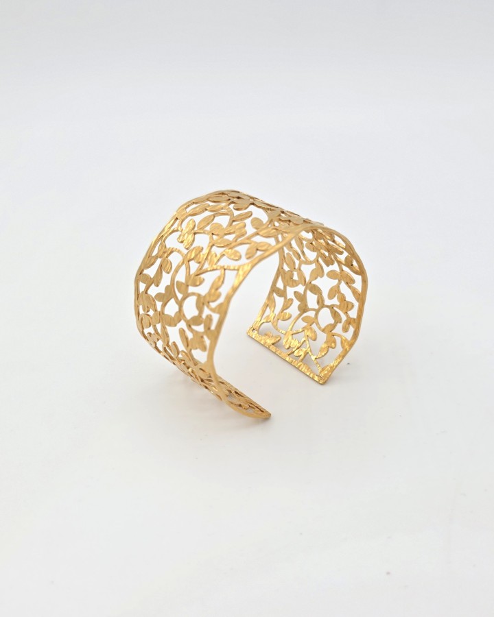 PULSERA RÍGIDA FLORAL - ACERO INOXIDABLE